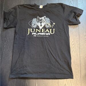 Black Graphic Tee with Wolf Design from Princess Cruise Lines